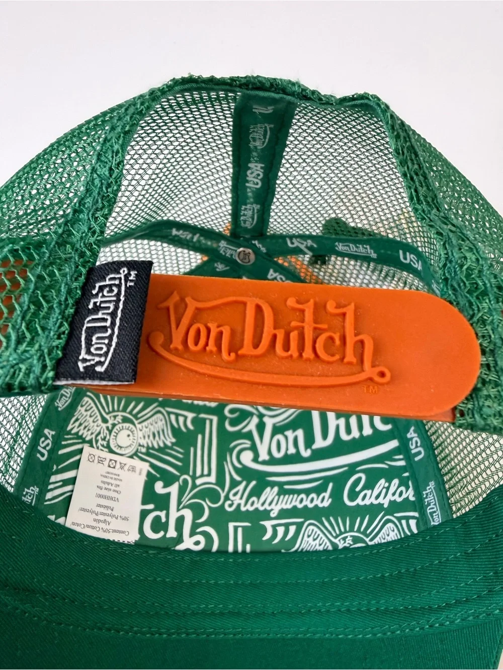 Von Dutch Trucker Hat Orange & Green NWT Y2K very nice!